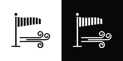 Strong breeze flag up icon collection. line stroke icon. EPS 10