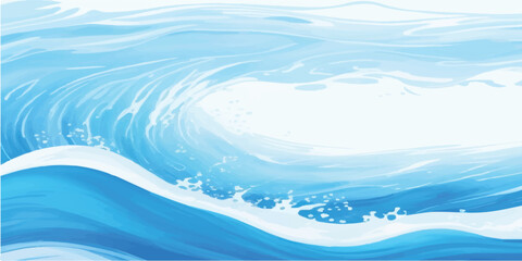 Obraz premium Hand-Painted Watercolor Ocean Texture in Serene Blue-white Tones on a Transparent Background. Watercolor Sea Breeze Pattern in Soft Blue Shades with Ocean Texture on Transparent Base