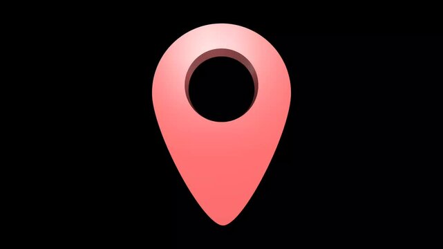 3d Rendered animation of GPS icon in red color on transparent background - 4K video