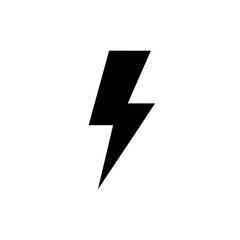 A simple black lightning bolt icon isolated on a white background with a clean and minimalist design style