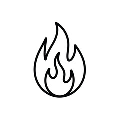 Simple black line art fire flame icon graphic