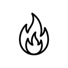 Simple black line art fire flame icon graphic