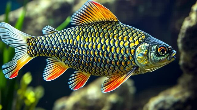 Vibrant fish with intricate scales