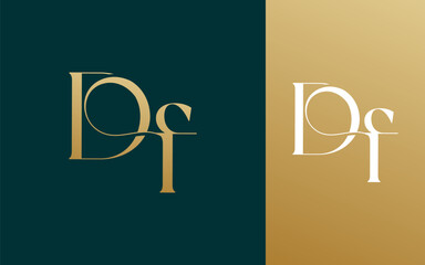 Initial letter DF FD logo design vector illustration for couple, wedding, and business