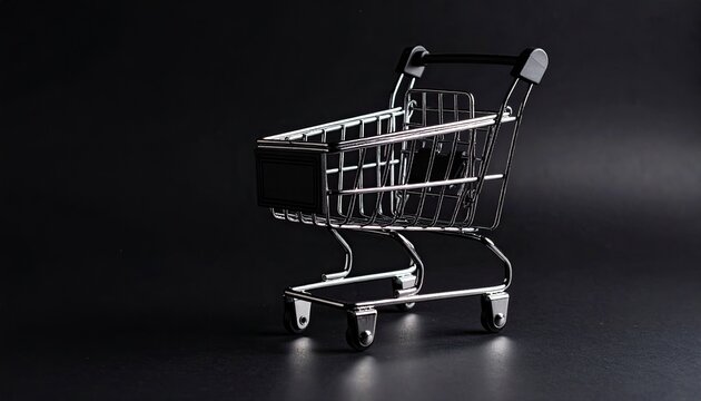 Shopping cart on black background
