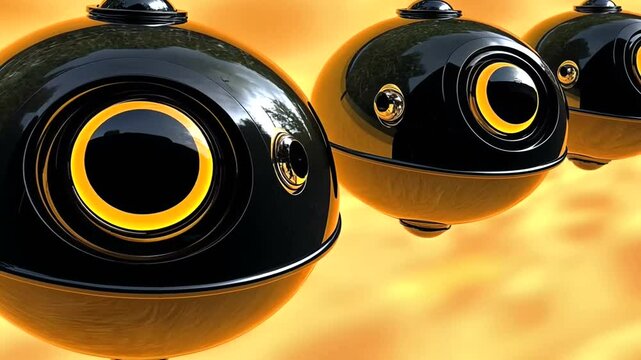 Rotating Black and Gold Spheres