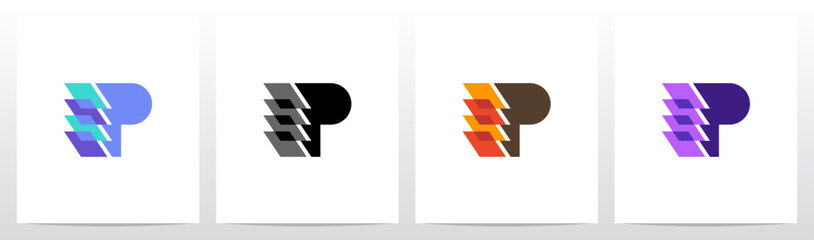 Square Rectangle Layer Transparent Stacked on Letter Initial Logo Design P