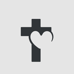 Christian cross in heart, Jesus Christ vector illustration.
