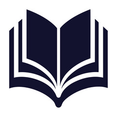 Open Book Silhouette Symbol, Isolated on White Background.