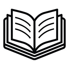 Minimalist Open Book Line Art Vector Icon on white background
