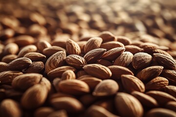 Roasted almonds close-up. Dried nuts. Healthy snack