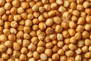 Roasted hazelnuts in batter close-up. Dried nuts top view. Healthy snack