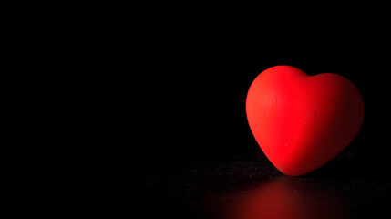 Fototapeta premium Red heart on black surface, minimalist abstract composition, symbolizing love and simplicity