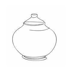 Single Line Drawing Black Jar with Lid container line art