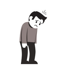 Depressed Man Illustration: Understanding and Addressing Sadness Flat vector illustration