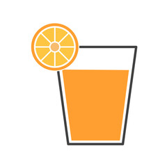 Glass of orange juice on white background.