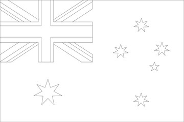 Austalia flag outline with black and white color.