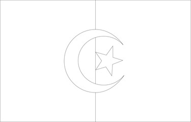 Algeria flag outline with black and white color.