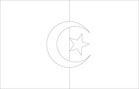 Algeria flag outline with black and white color.