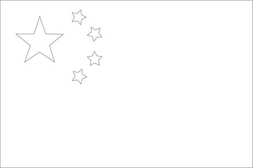 China flag outline with black and white color.