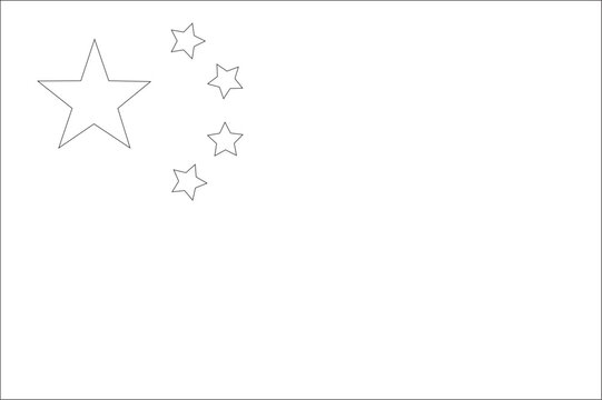 China flag outline with black and white color.
