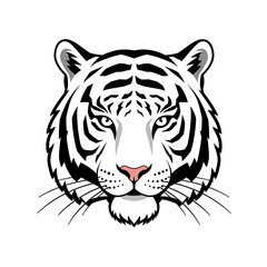 Black and white Tiger head mascot for logo design element