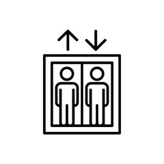 Elevator icon up down two people line art