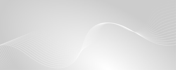 Abstract white wave dynamic curve lines on gray background. Energy technology concept modern backdrop design for business, presentation, banner.