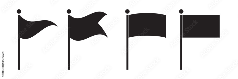 Poster flag icon set. waving flag icon. different flag icons set. set of red flag icons. vector illustratio