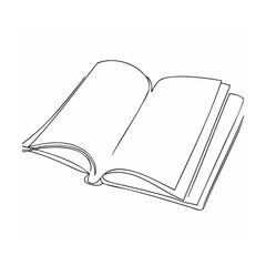 Open Book Line Art Black and White Sketch Simple Design