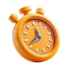 Orange cartoon stopwatch timer isolated on transparent background