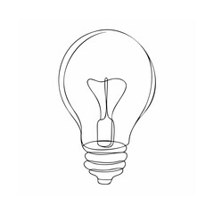 Single Line Drawing Lightbulb Black White Minimalist Style