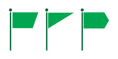 Set of simple green flag on a neutral white background, symbolizing peace or nature.