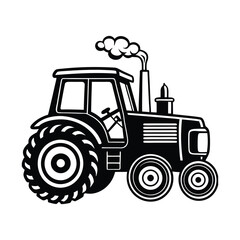 Black and White of a Tractor with Exhaust Smoke 