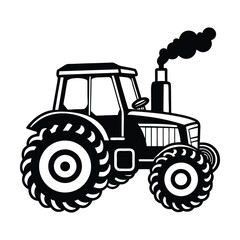 Black and White of a Tractor with Exhaust Smoke 