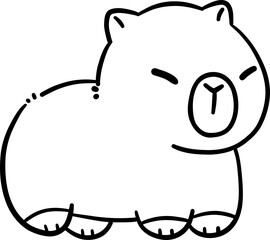 Cute Capybara Outline