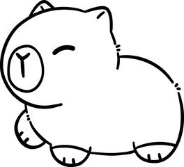 Cute Capybara Outline