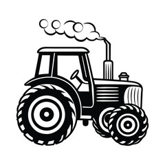 Black and White of a Tractor with Exhaust Smoke 