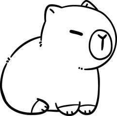 Cute Capybara Outline