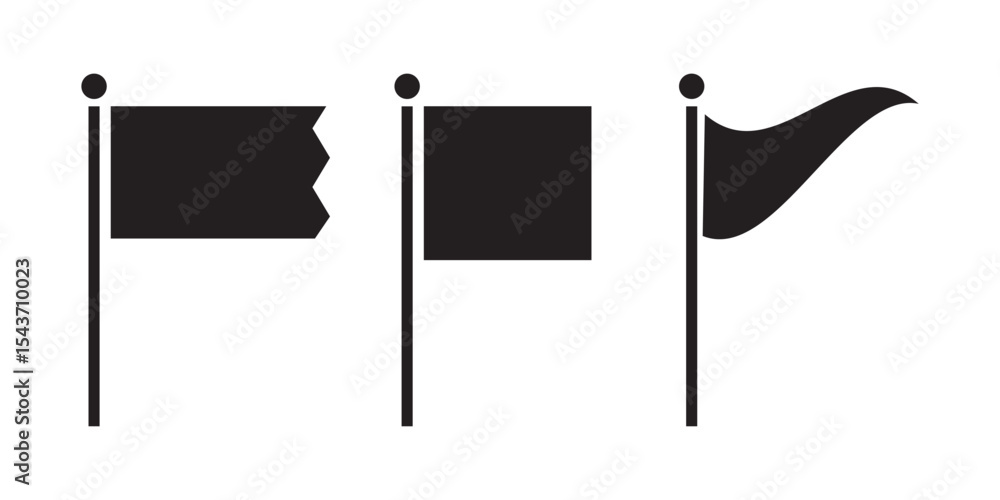 Poster flag icon set. waving flag icon. different flag icons set. set of red flag icons. vector illustratio