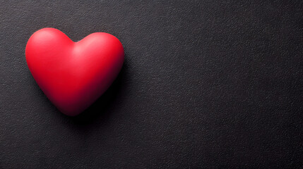 Fototapeta premium Red heart on black surface, minimalist abstract composition, symbolizing love and simplicity