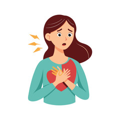 Woman with Chest Pain: Heart Attack, Angina, and Cardiovascular Problems Illustration