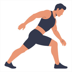 Fototapeta premium Athlete in Dynamic Lunge Stretch Vector - Warming Up for Exercise and Mobility Training