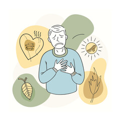 Heartburn Pain Relief, Chest Pain, Acid Reflux, and Digestive Health Concept