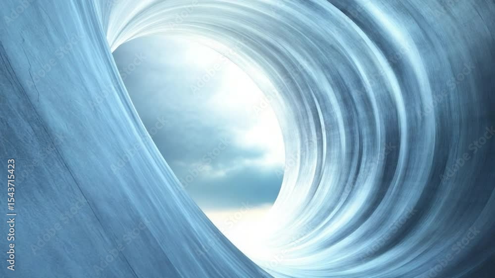 Poster abstract wave tunnel: an artistic representation of an endless ocean wave tunnel, where swirling wat
