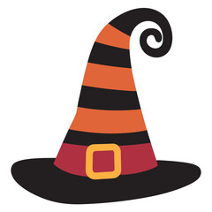 Halloween traditional witch hat vector illustration, Halloween icon on a white background
