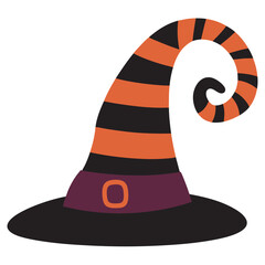 Halloween traditional witch hat vector illustration, Halloween icon on a white background
