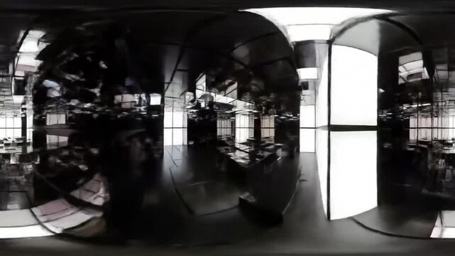 Modern Empty Showroom Interior Panorama