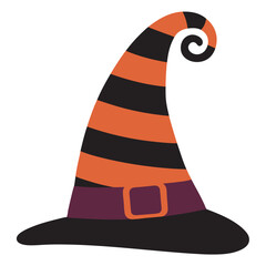 Halloween traditional witch hat vector illustration, Halloween icon on a white background
