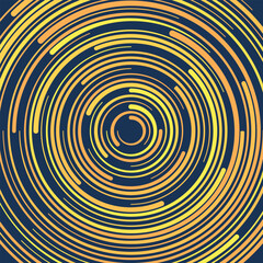 Blue abstract background with orange and yellow circle lines vortex. technology hi-tech futuristic template. Vector illustration.